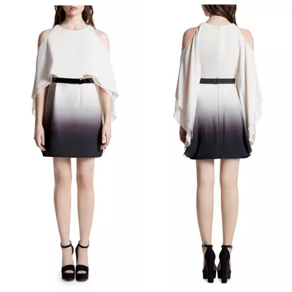 HALSTON HERITAGE Ombré Cold Shoulder Dress